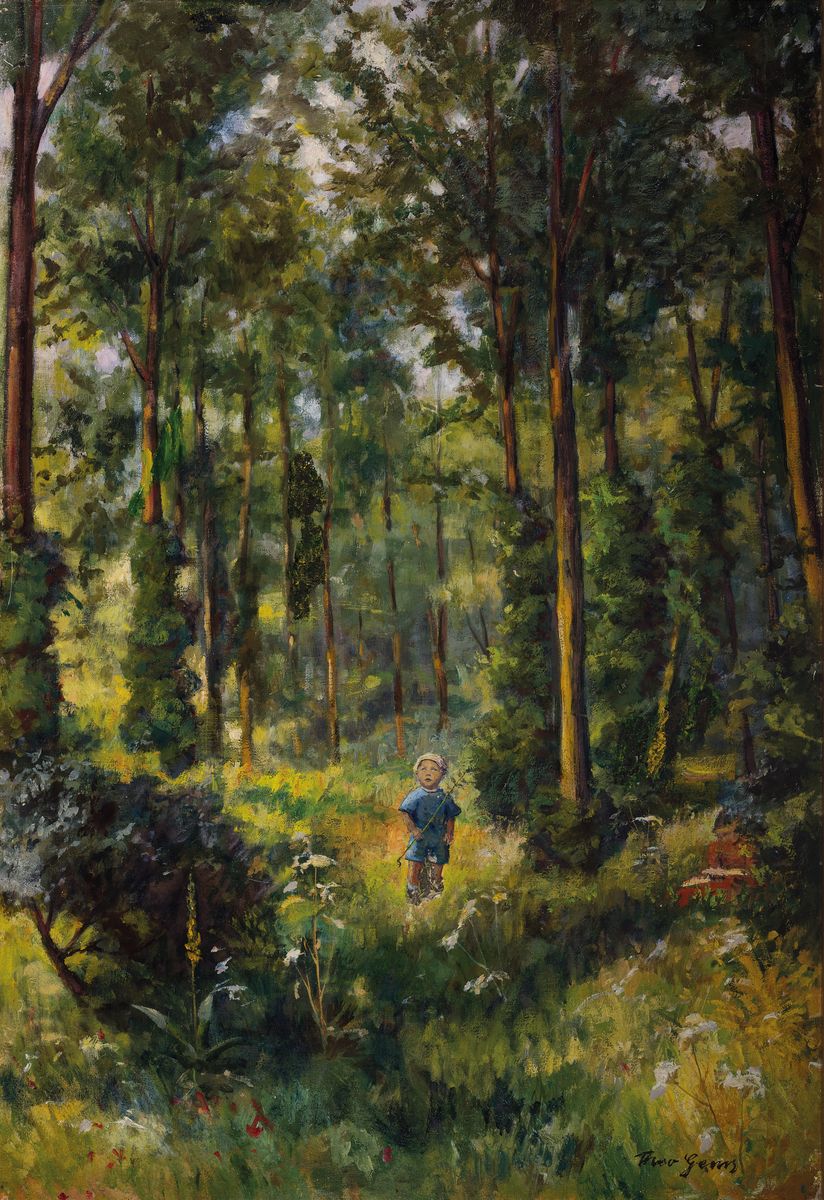 Theo Gems, 1889 Eberbach/Neckar-1980 Schifferstadt, Studium an der Akademie Karlsruhe bei Haueisen, Georgi, Fehr und Sillinger, hier: Kinderpaar im ...