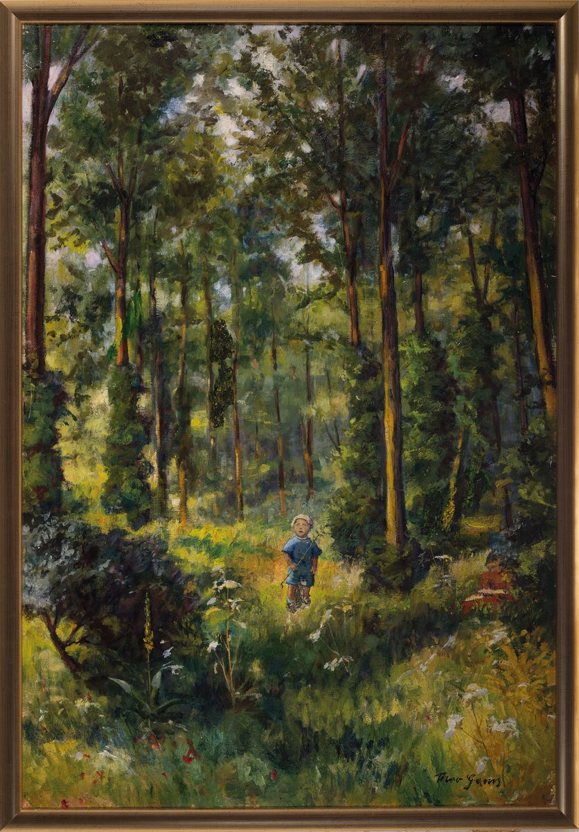 Detail k: Theo Gems, 1889 Eberbach/Neckar-1980 Schifferstadt, Studium an der Akademie Karlsruhe bei Haueisen, Georgi, Fehr und Sillinger, hier: Kinderpaar im ...