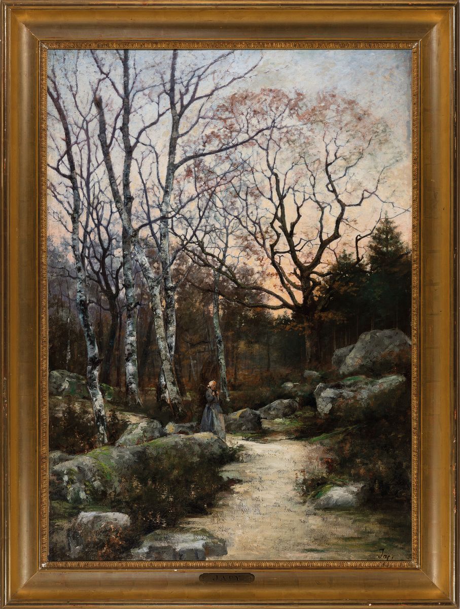 Detail k: Louis Aimé Japy, 1840 Doubs/Frankreich-1916 Paris, Schüler von Corot, mehrfach ausgezeichneter französischer Künstler, hier: Herbstlandschaft mit ...