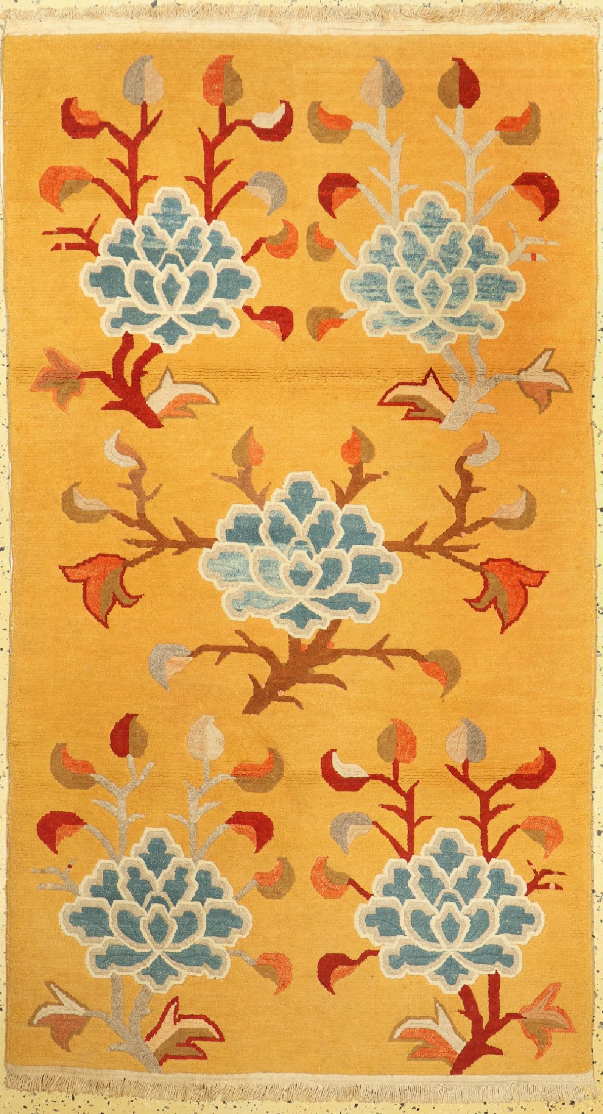 Lotusblumenteppich, Nepal, ca. 60 Jahre, Wolle auf Baumwolle, ca. 179 x 101 cm, EHZ: 2