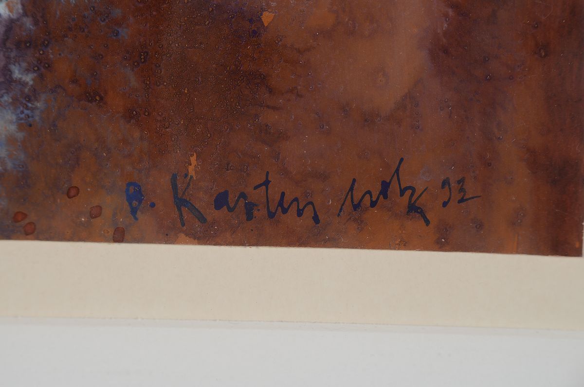 Detail a: Bernd Kastenholz, geb. 1949 Speyer, Studium an der Akademie Stuttgart, hier: Abstrakt-figürliche Komposition, Gouache auf Papier, rechts unten ...