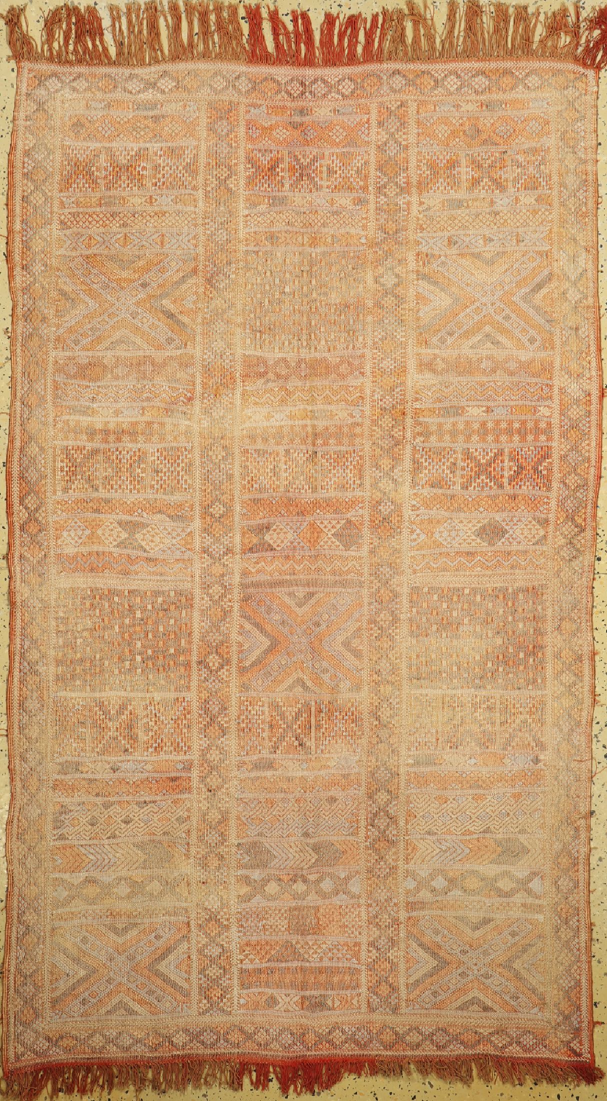 Seiden Sumakh, Marokko, ca. 50 Jahre, Seideauf Baumwolle, ca. 185 x 111 cm, EHZ: 1-2