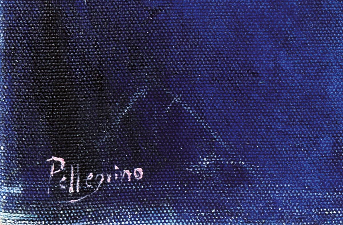 Detail a: Enrico Pellegrino, geb. 1968, "Genova, Porto, notte" (2005), nächtliche Ansicht des Hafenszu Genua, signiert, Öl/Lwd, 71y71 cm