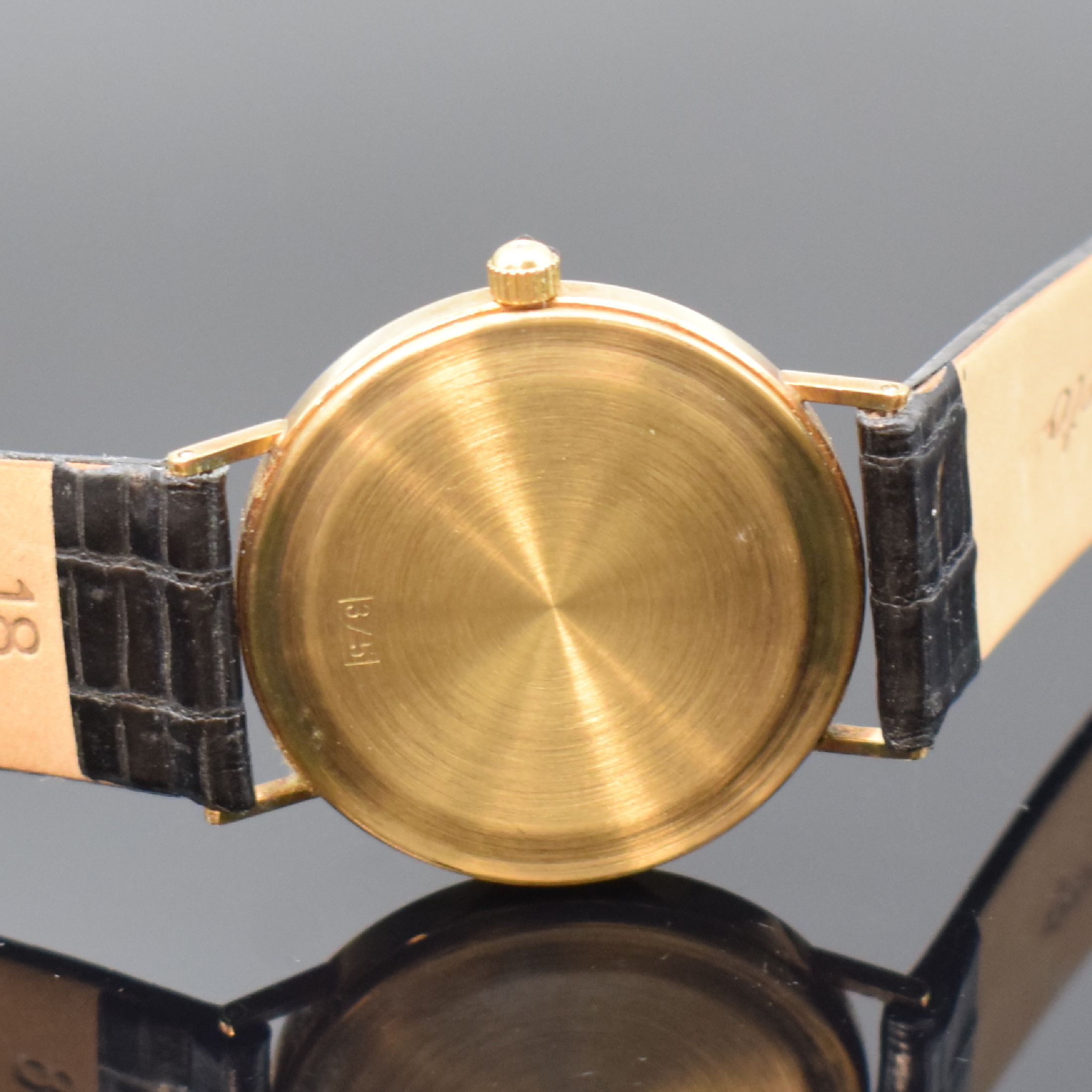 Detail c: TEMPI D'ORO Armbanduhr in GG 375/000, Schweiz um 2010, quarz, Boden gedr., weißes Zifferbl. m. röm. Zahlen, schwarze Zeiger, Datum b. 3, D. ...