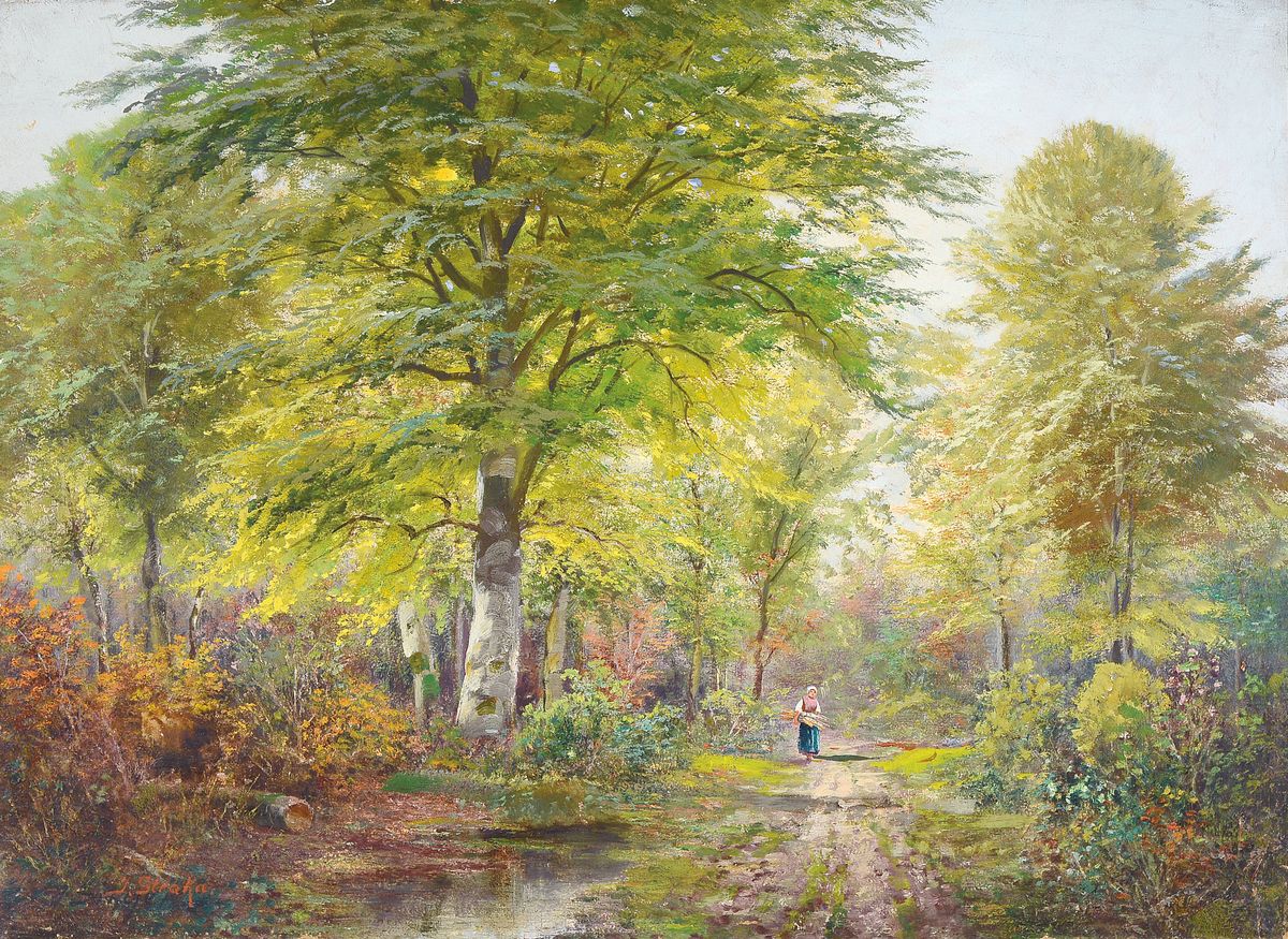 Josef Straka, 1864 Schloß Saar/Mähren - 1946 Wien, Studium an der Kunstgewerbeschule und der Akademie Wien, Italienaufenthalte, Reisigsammlerin auf ...