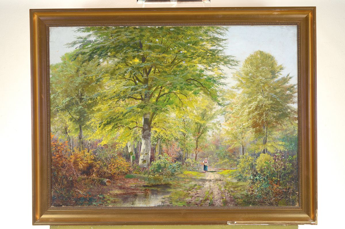 Detail k: Josef Straka, 1864 Schloß Saar/Mähren - 1946 Wien, Studium an der Kunstgewerbeschule und der Akademie Wien, Italienaufenthalte, Reisigsammlerin auf ...