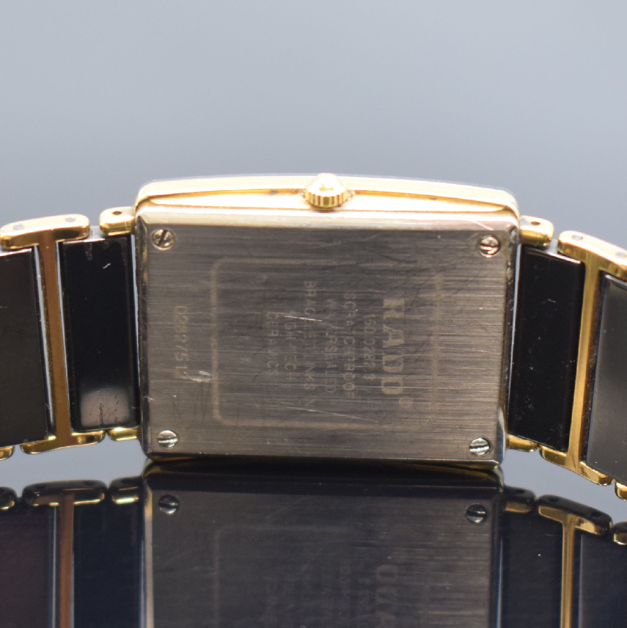 Detail d: RADO Diastar Herrenarmbanduhr Referenz 160.0282.3, Schweiz um 1995, quarz, Geh. in Stahl teils verg., Keramik-Gliederband m. dopp. Faltschl. (zu ...