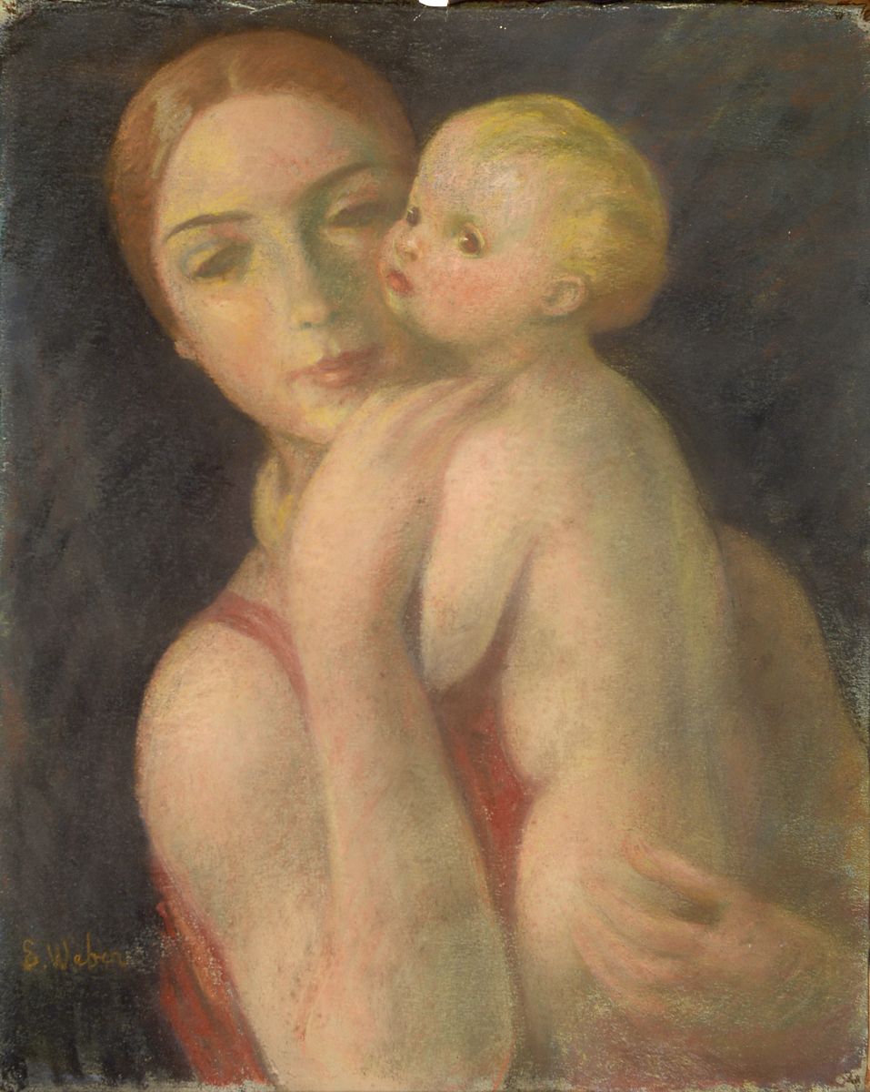 Emil Weber, 1872 Zürich - 1945 München, Studium an der Kunstschule Zürich und an der Kgl. Kunstakademie München, signiert, Ölkreide auf Papier ...