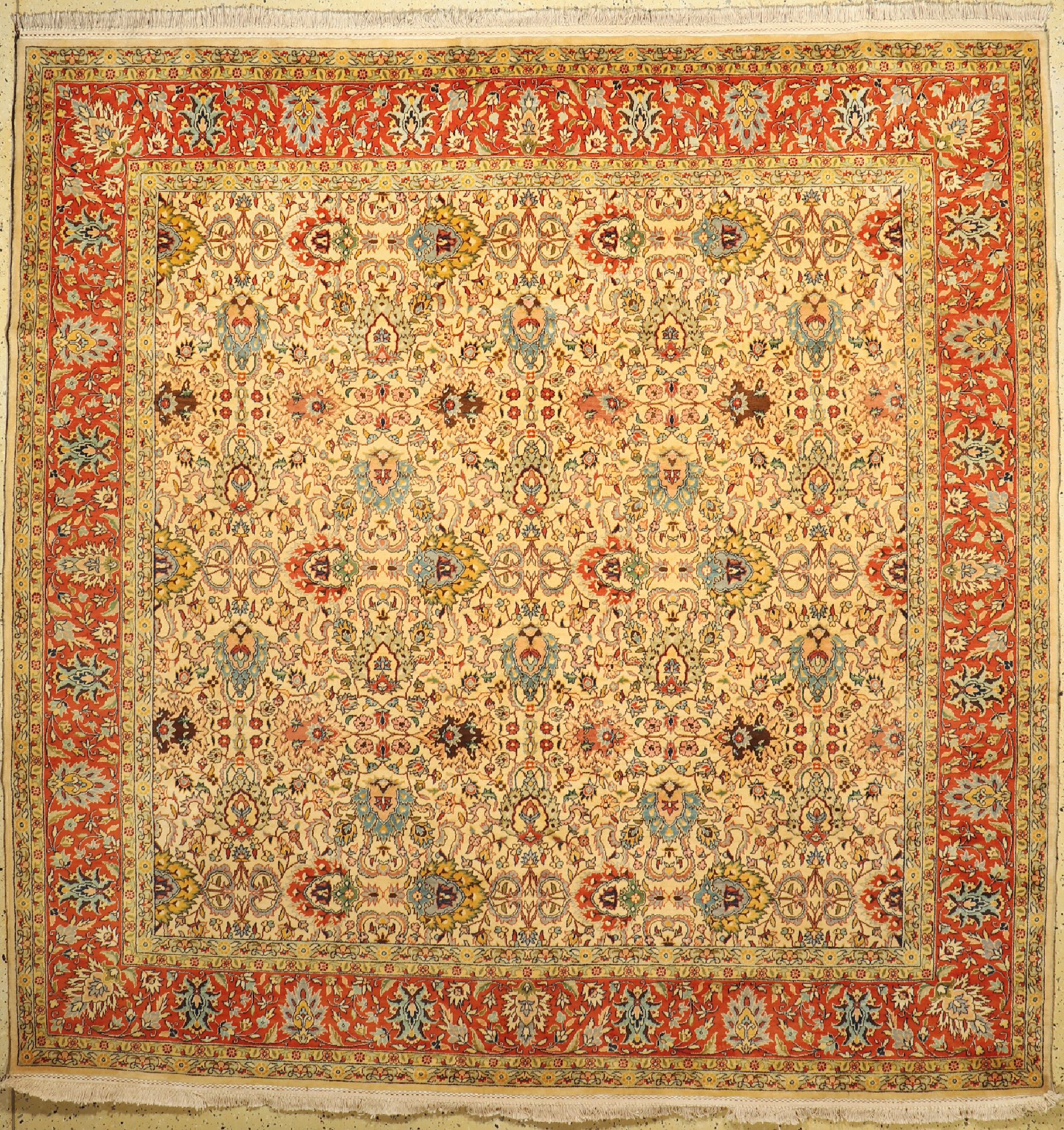 Täbriz, Indien, ca. 40 Jahre, Wolle auf Baumwolle, ca. 265 x 260 cm, EHZ: 1