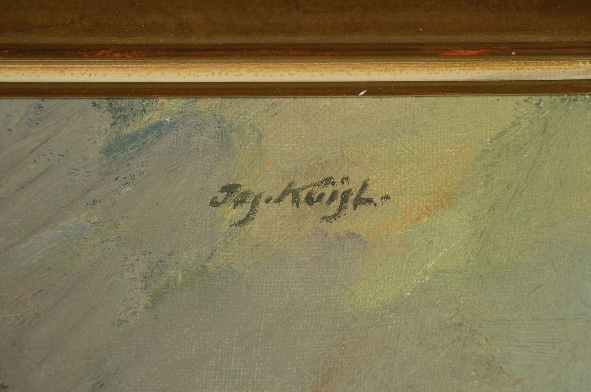 Detail a: Josef Kuisl, 1884-1969 deutsch, Frau in Rückansicht, Gesicht im Profil, pastoser Farbauftrag, rechts oben signiert, Öl/Lwd, 53x45 cm, Rahmen 61x54 ...