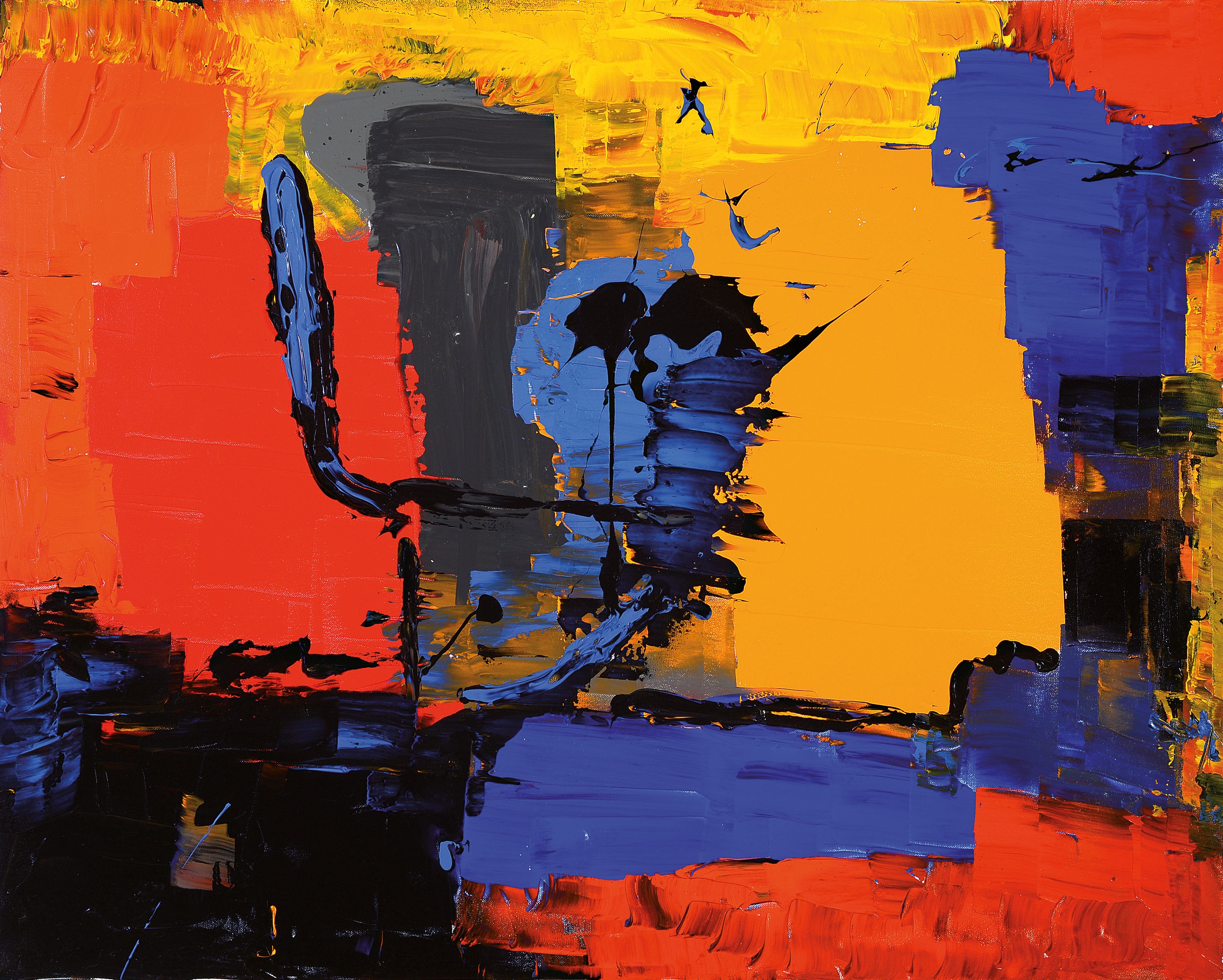 Galetti, zeitgenössischer italienischer Künstler, 2 abstrakte Arbeiten von 1997/1998, Acryl/Lwd, beide rückseitig signiert, ca. 110x90cm bzw. ...