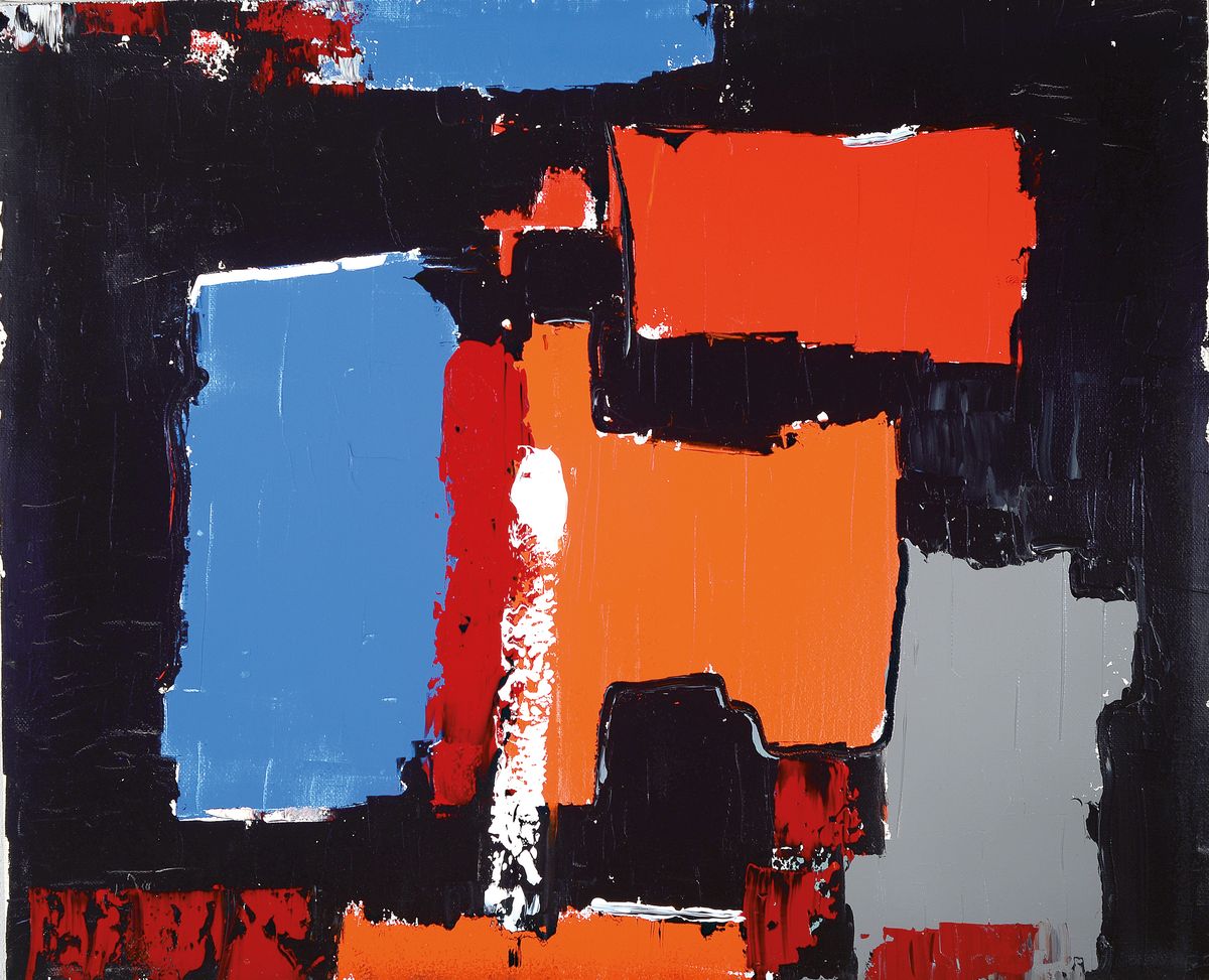 Detail a: Galetti, zeitgenössischer italienischer Künstler, 2 abstrakte Arbeiten von 1997/1998, Acryl/Lwd, beide rückseitig signiert, ca. 110x90cm bzw. ...