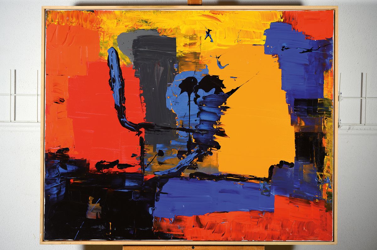 Detail k: Galetti, zeitgenössischer italienischer Künstler, 2 abstrakte Arbeiten von 1997/1998, Acryl/Lwd, beide rückseitig signiert, ca. 110x90cm bzw. ...