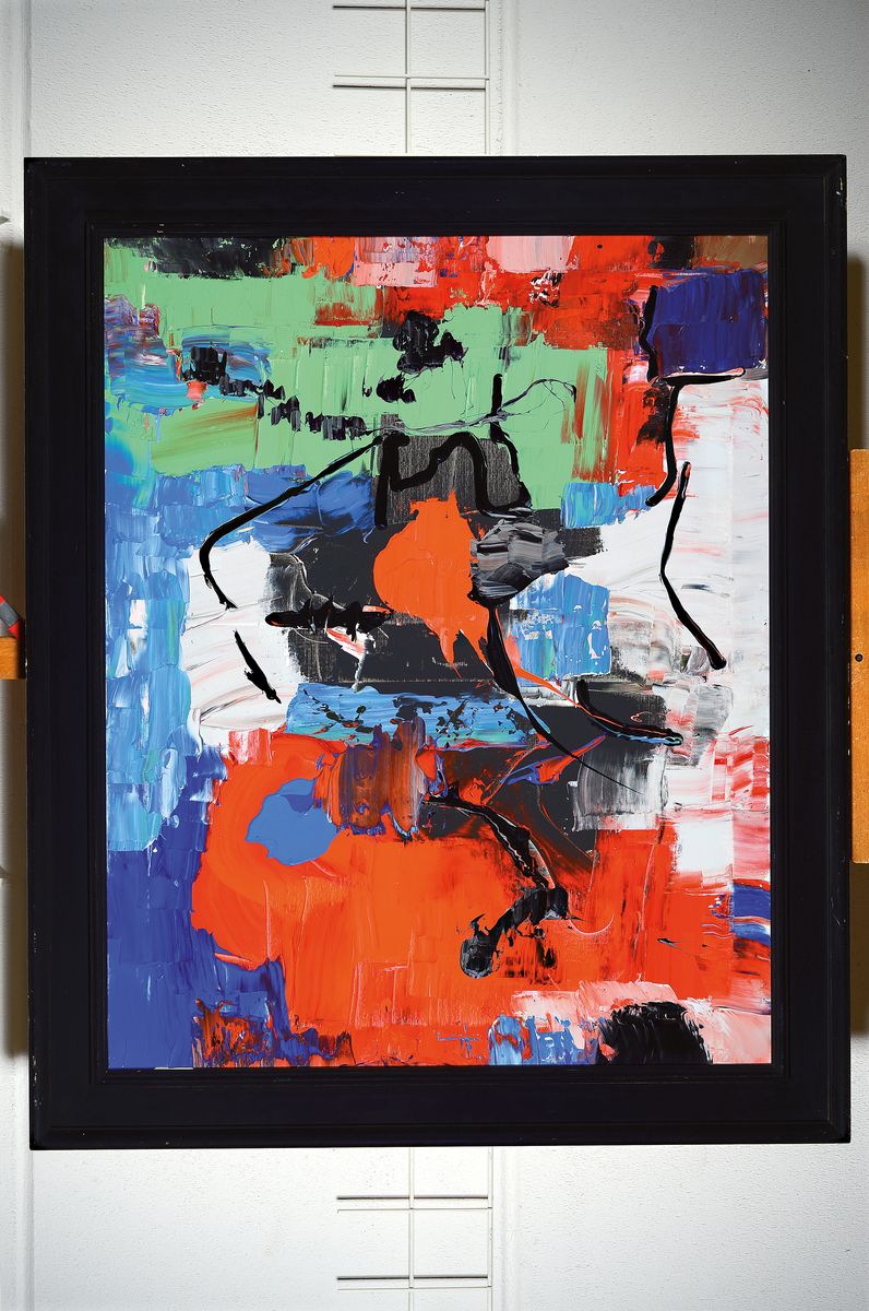 Detail k: Galetti, zeitgenössischer italienischer Künstler, 2 abstrakte Arbeiten von 1997/1995, Acryl/Lwd, beide rückseitig signiert, ca. 99x80cm, R. ca. ...