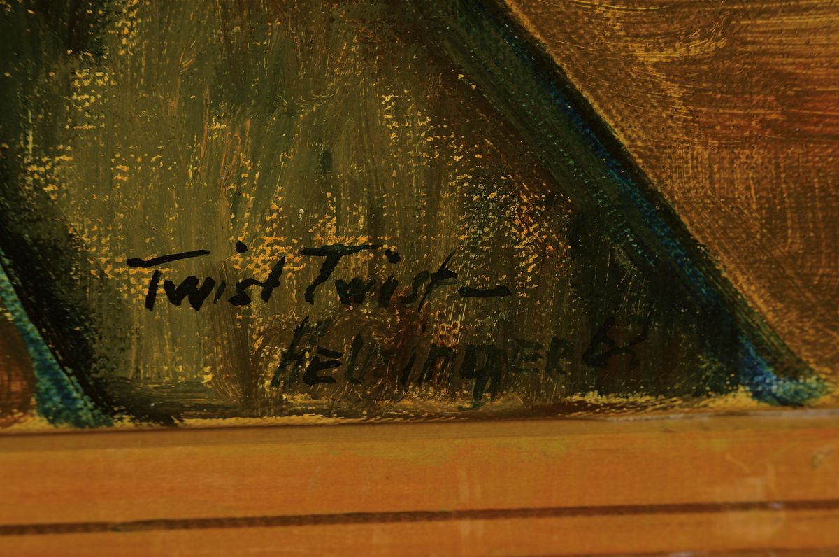 Detail a: Helminger, datiert (19)63, Twist Twist, abstrakte Darstellung eines Paares, Öl/Lwd, rechts unten signiert, ca. 70x50cm