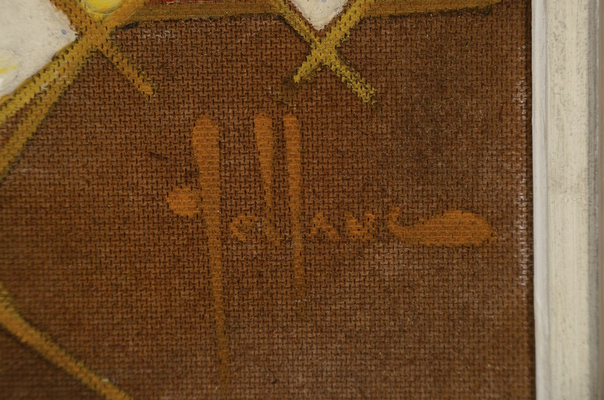 Detail a: Walter Leblanc, 1932-1986 Belgien, abstrakte Komposition mit Rauten, Acryl auf Hartfaser, pastoser Farbauftrag, rechts unten signiert, ca. 76x63cm, ...