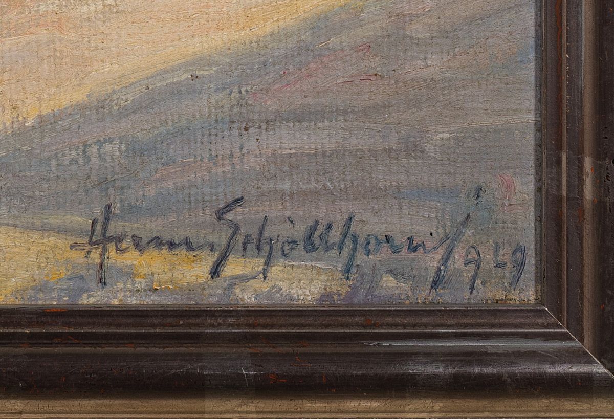 Detail a: Hans Schoellhorn, 1892 Winterthur-1983, Blick in einen Park, Öl/Lwd, rechts unten sign. und dat. 49, ca. 48x60cm, R. ca. 54x66cm