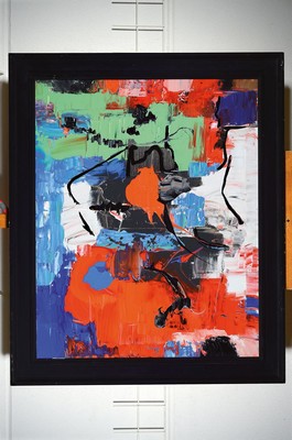 26616825k - Galetti, contemporary Italian artist, 2 abstract works from 1997/1995, acrylic/canvas,both signed on the back, approx. 99x80cm, frame approx. 118x95cm and 120x100cm
