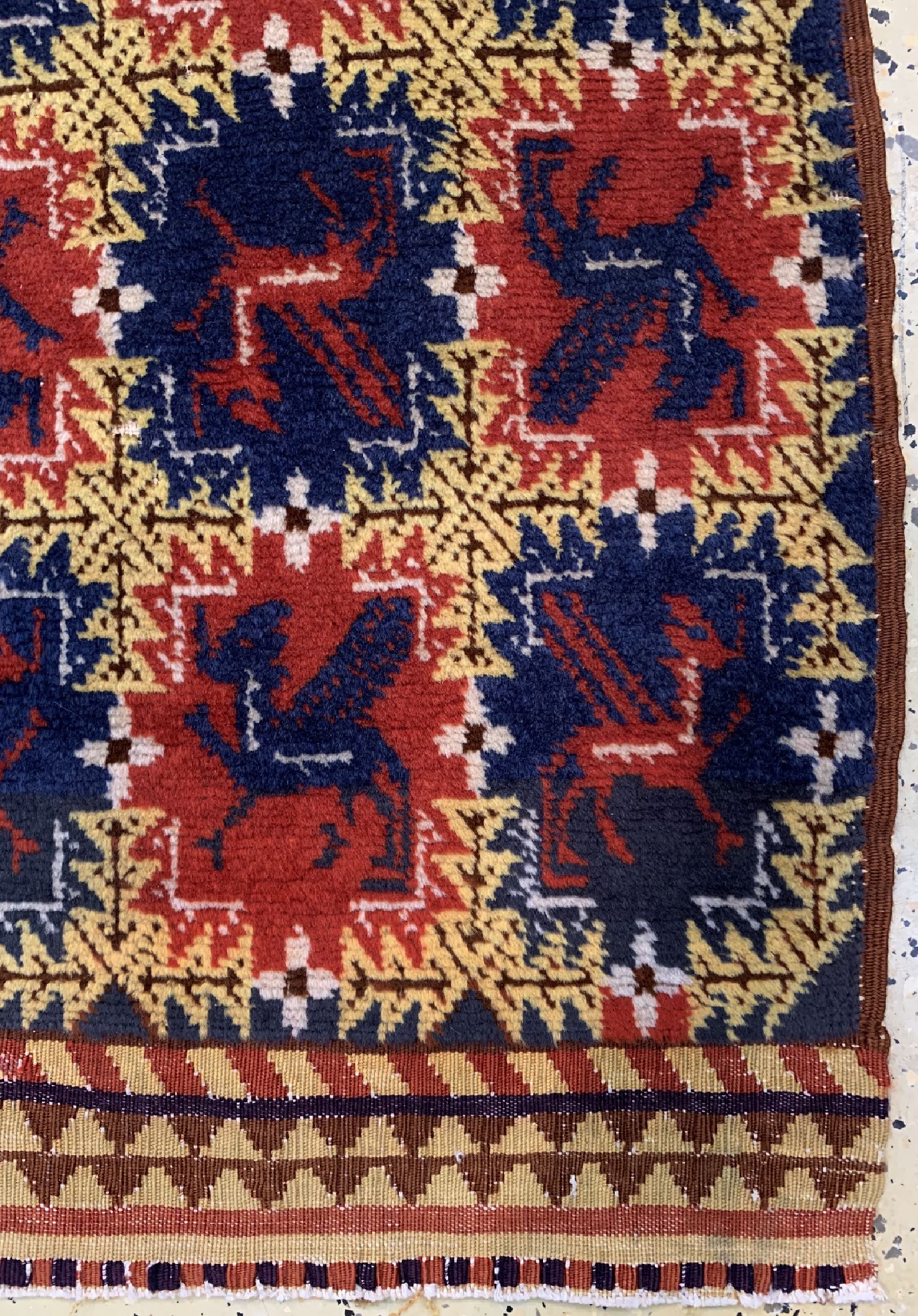 Detail a: Marokko Wollteppich, um 1930/1940, Wolle auf Baumwolle, ca. 160 x 110 cm,EHZ: 2 kleine Florfehlstelle