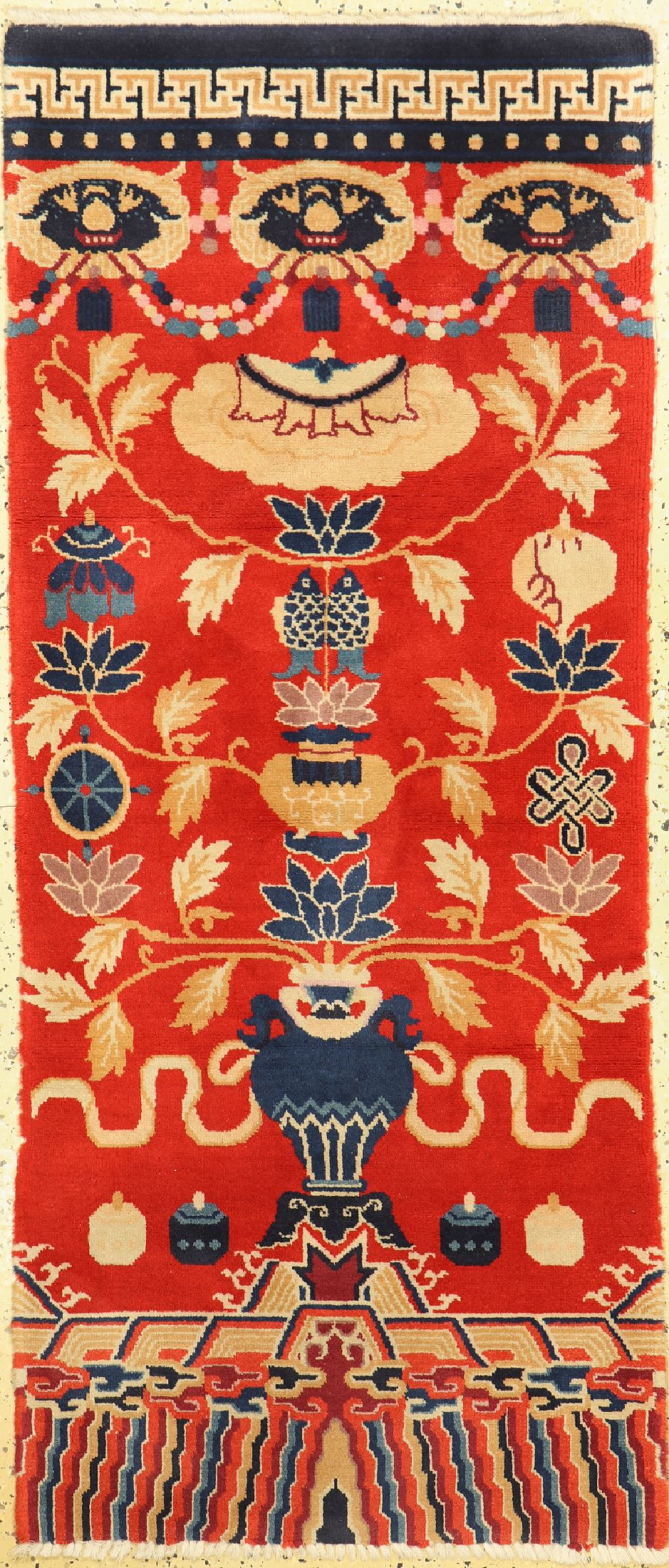 Säulenteppich, China, um 1940/1950, Wolle auf Baumwolle, ca. 180 x 78 cm, EHZ: 1-2