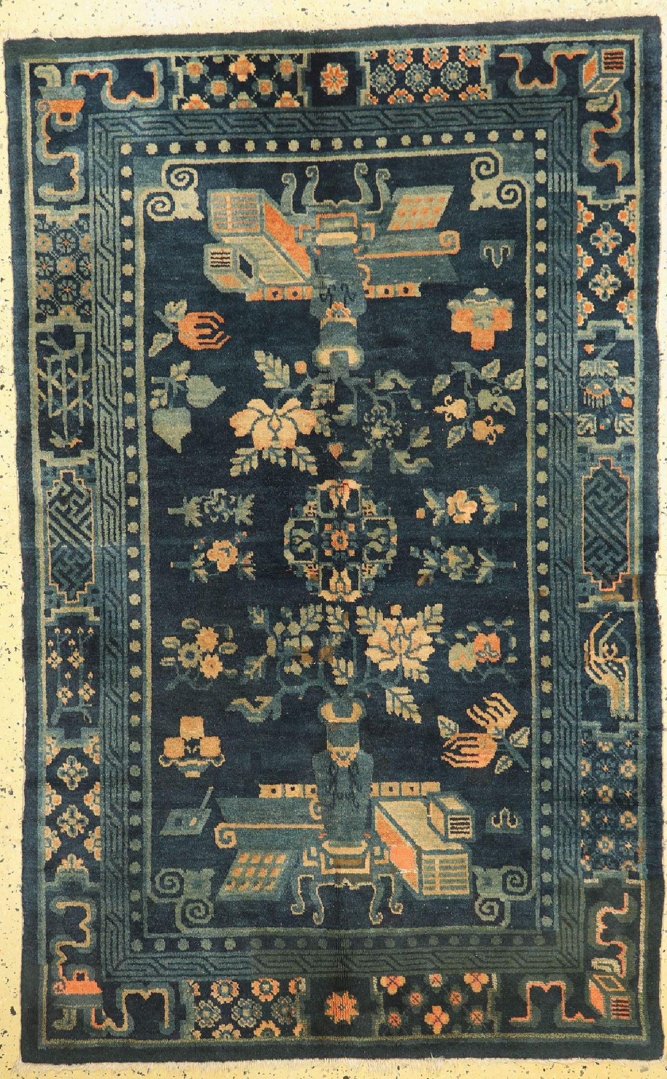 Pao Tow antik, China, um 1900, Wolle auf Baumwolle, ca. 193 x 120 cm, EHZ: 3, grossflächig restauriert