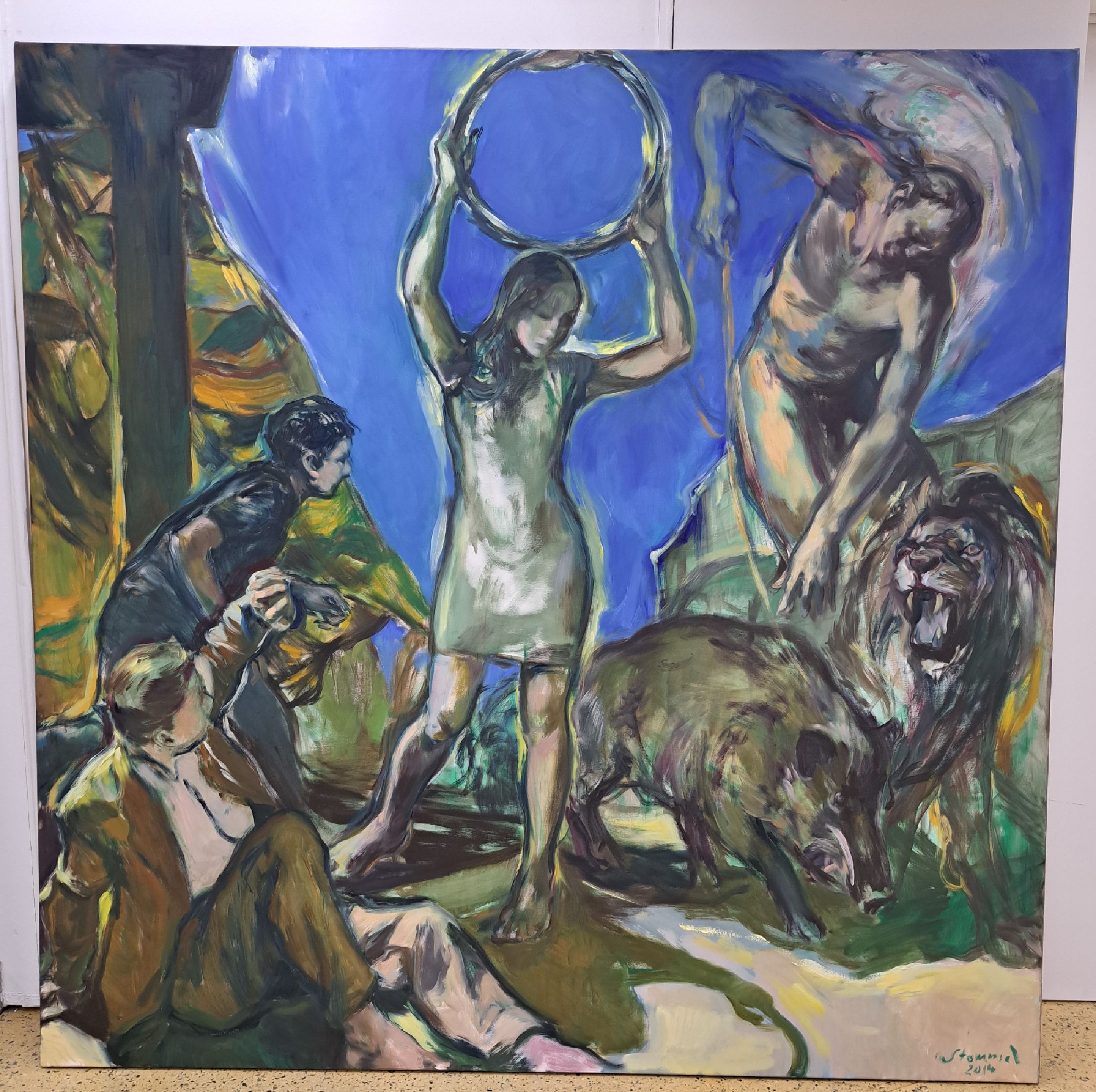Martin Stommel, geb. 1969, Öl/Lwd, rechts unten sign., dat. 2014, ca. 200x200 cm