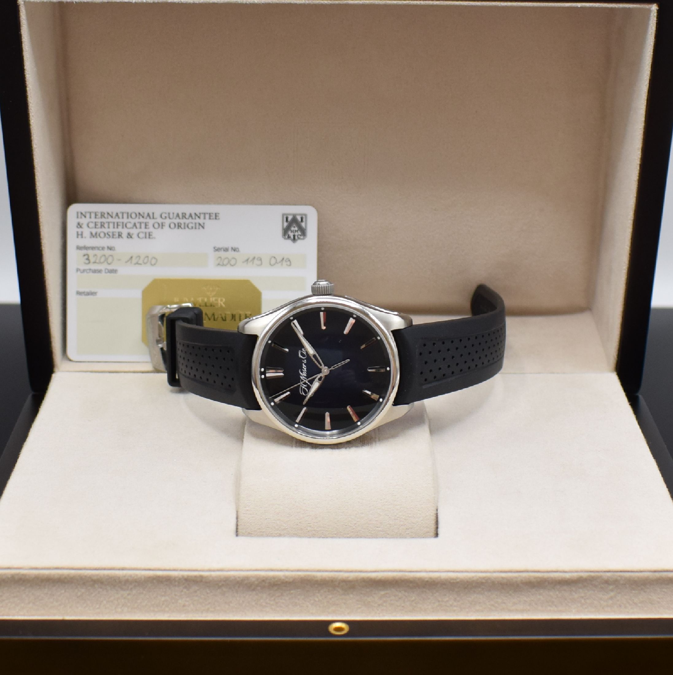 Detail f: H. MOSER & Cie Pioneer Centre Seconds Midnight Blue feine Herrenarmbanduhr Referenz 3200- 1200, Schweiz um 2018, Automatik, beids. vergl. u. verschr. ...