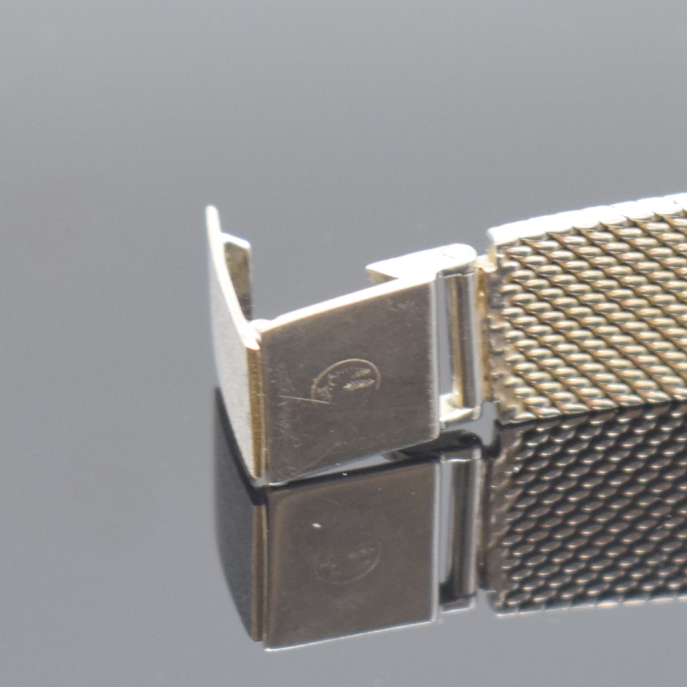 Detail b: DUBOIS Damenarmbanduhr in WG 750/000, Schweiz um 1965, Handaufzug, Boden aufgedr., silb. Zifferbl. m. aufges. Std.-Ind., schwarze Zeiger, rotverg. ...