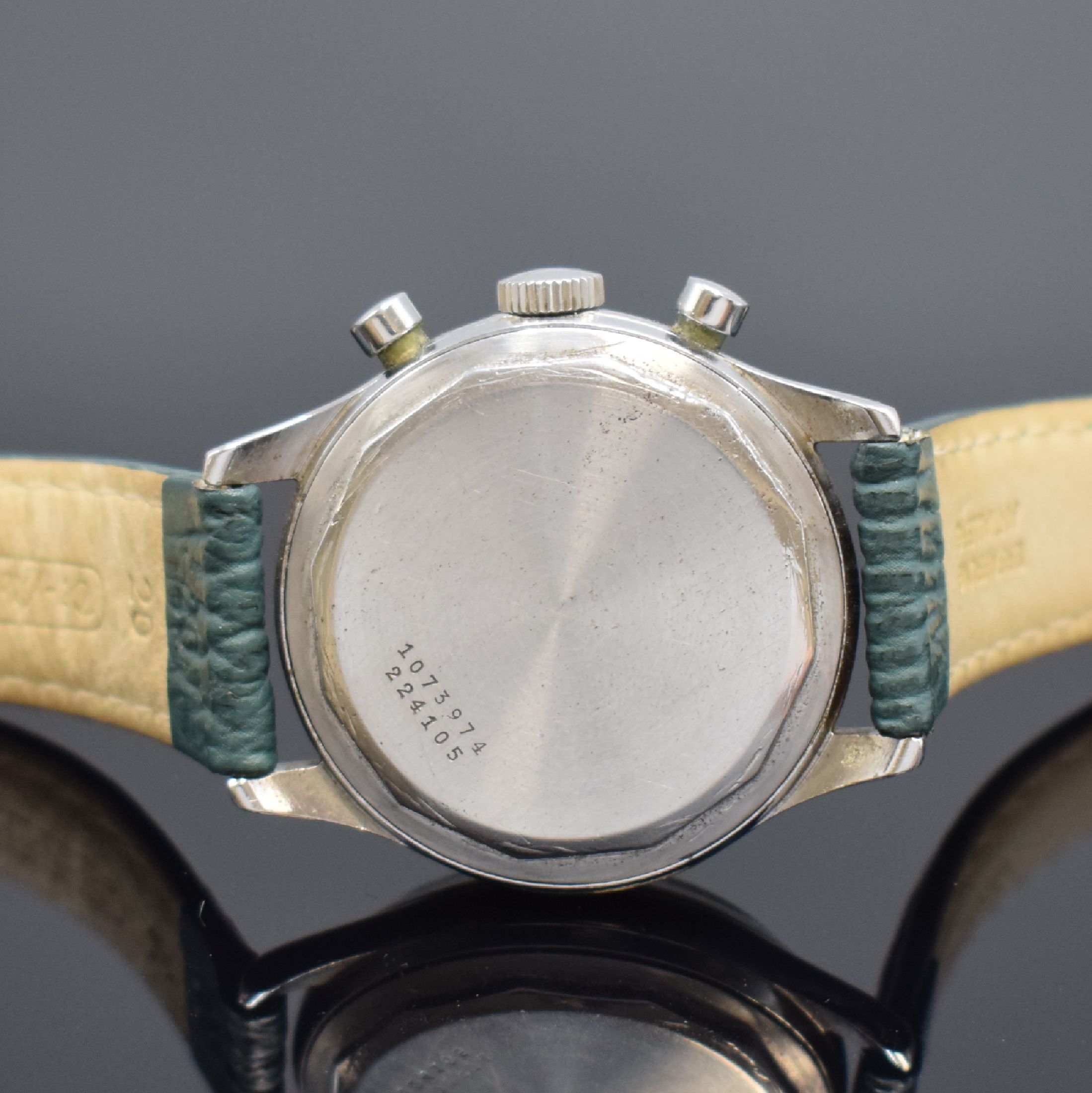 Detail b: UNIVERSAL GENEVE Compax seltene 38 mm große Herrenarmbanduhr mit Schaltradchronograph Referenz 224105 mit Kaliber 285, Schweiz um 1945, Handaufzug, ...