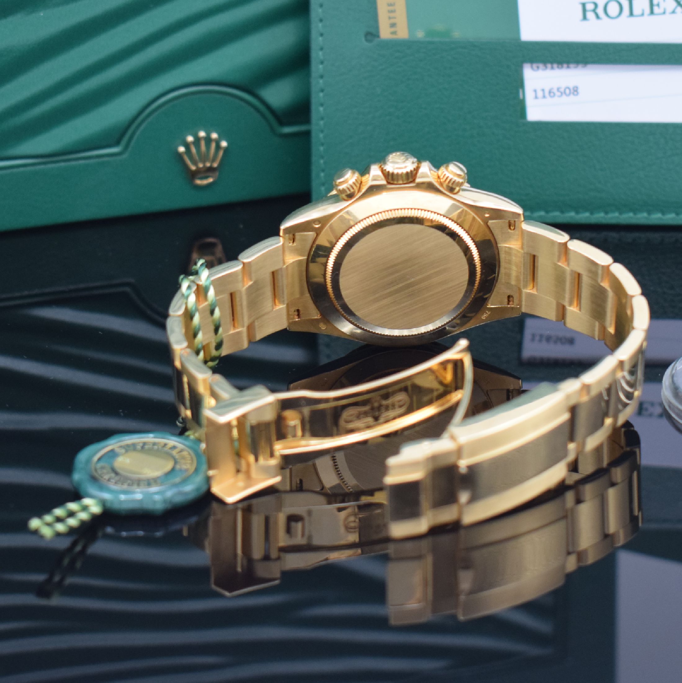 Detail e: ROLEX Herrenarmbanduhr Oyster Perpetual Cosmograph Daytona Referenz 116508, Automatik, LC 100, Chronometer der Superlative in GG 750/000 inkl. ...