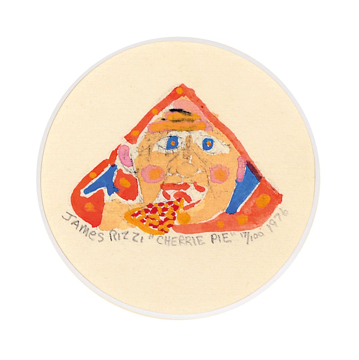 James Rizzi, 1950-2011, "Cherrie PIE", handkolorierte Lithografie, aus der Studienzeit in Florida, num. 17/100, dat. 76, unter Glas, ca. ...