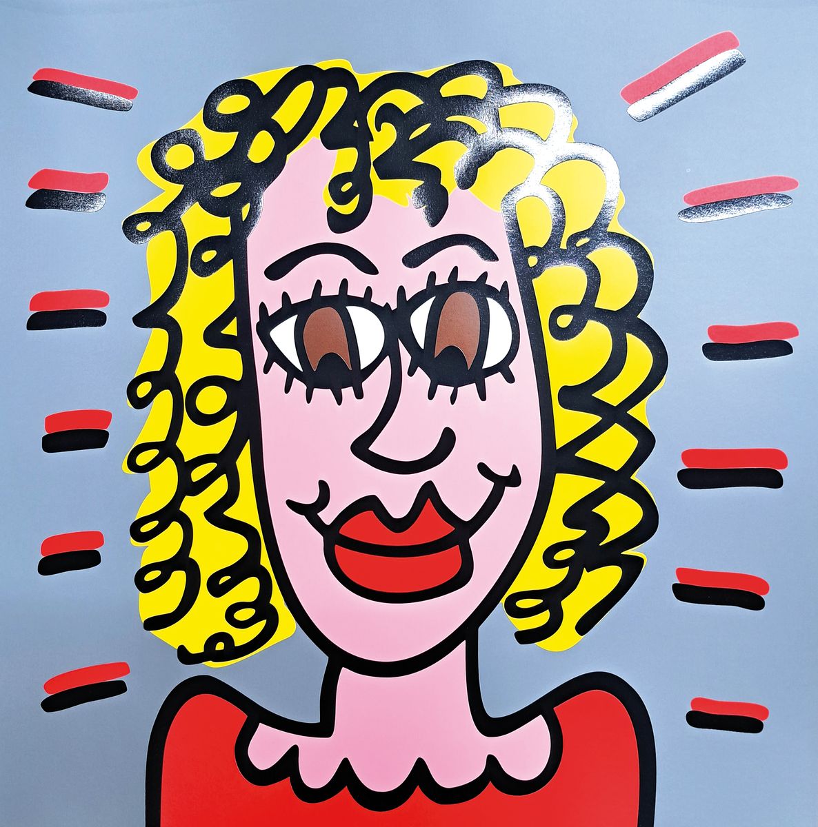 James Rizzi, geb. 1950-2011, ICONS II, "Girl", Farbserigrafie, verso sign., dat. 2008, num. 74/99, ca. 60x60 cm