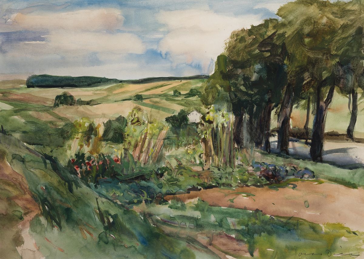 Otto Dill, 1884 Neustadt a.d. Weinstraße-1957 Bad Dürkheim, Landschaft und Garten in der Pfalz, Aquarell auf Papier, rechts unten signiert, ca. ...