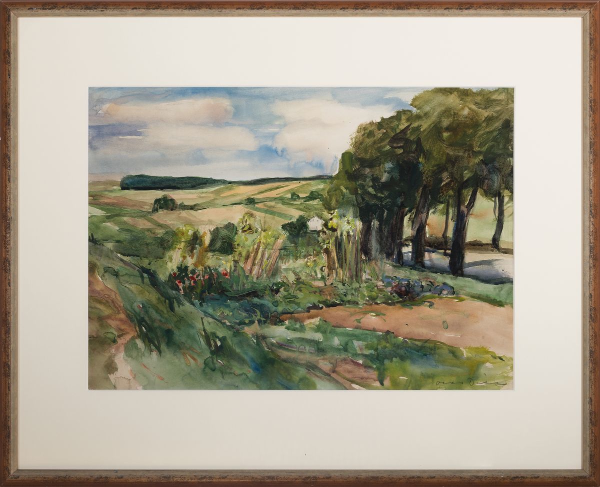 Detail k: Otto Dill, 1884 Neustadt a.d. Weinstraße-1957 Bad Dürkheim, Landschaft und Garten in der Pfalz, Aquarell auf Papier, rechts unten signiert, ca. ...