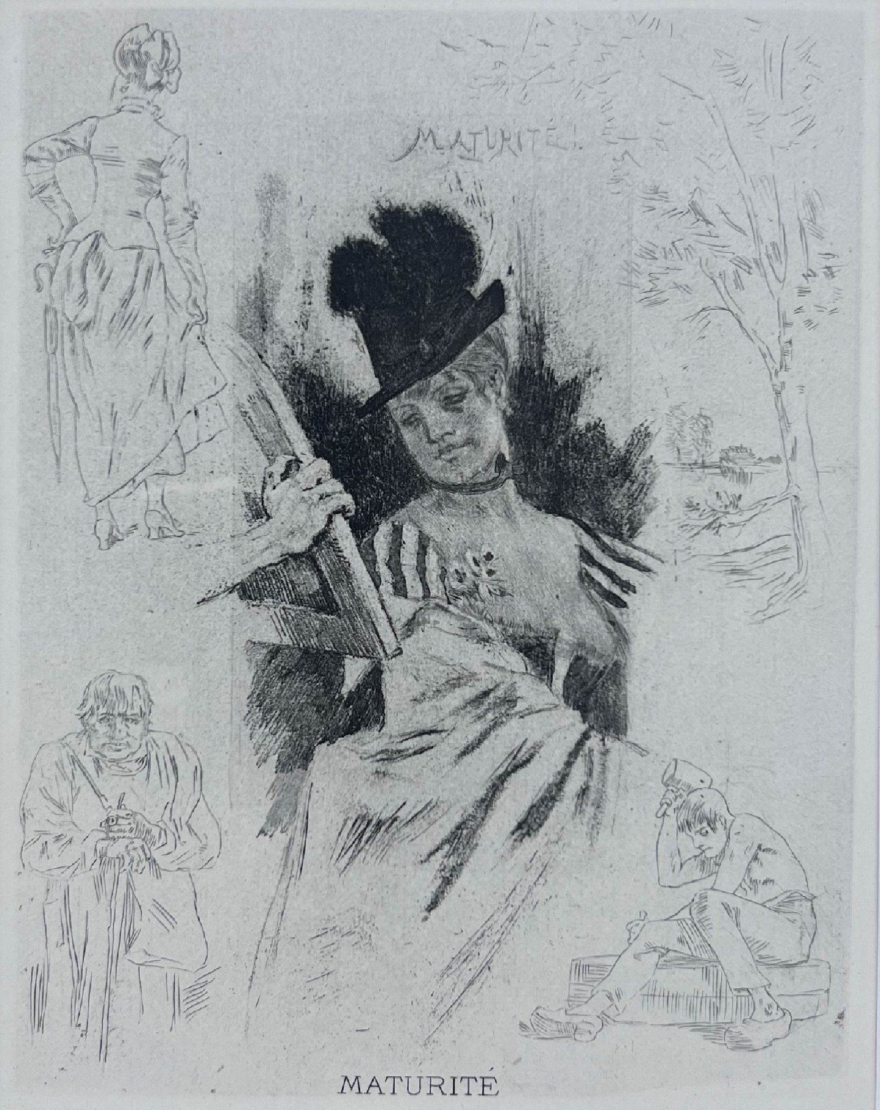 Felicien Rops, 1833-1898, Konvolut aus 2 Werken, "La Repetition" "Maturite", Radierung a. Bütten, Veröffentlichung: ...