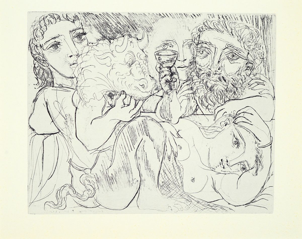 Pablo Picasso, 1881-1973, Konvolut aus 2 Kunstdrucken je unter PP, je gesamt ca. 40x50 cm
