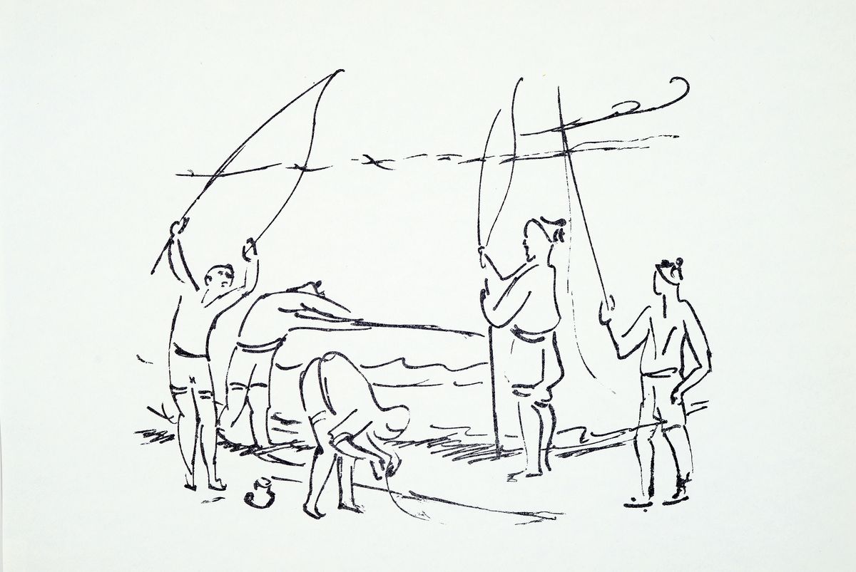 Detail a: Max Pechstein, 1881-1955, Lithografie, "Reisebilder Italien Südsee", lim. Auflage von 400 Exemplare, Drucker Verlag : Hartmann, ...