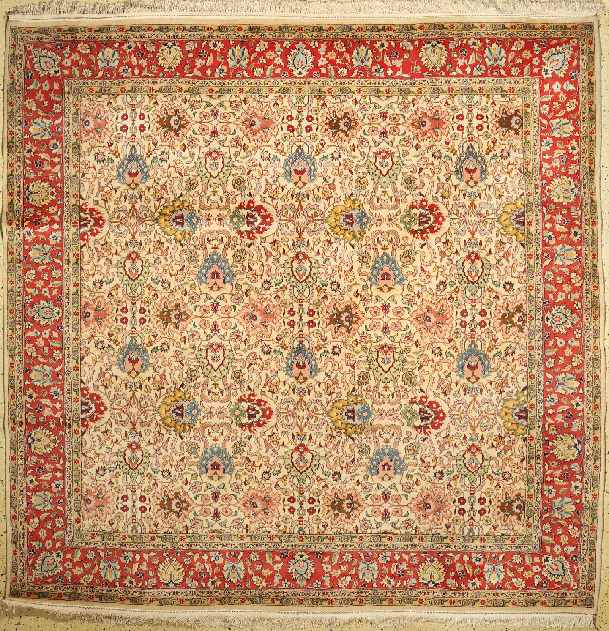 Täbriz Kork, Rumänien, ca. 40 Jahre, Korkwolle auf Baumwolle, ca. 250 x 240 cm, EHZ: 1-2(Fleckig)