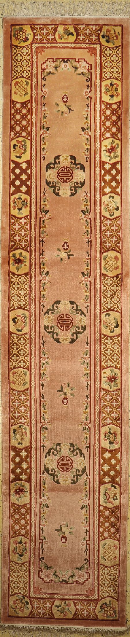 China Seide, ca. 40 Jahre, reine Naturseide, ca. 335 x 68 cm, EHZ: 1-2