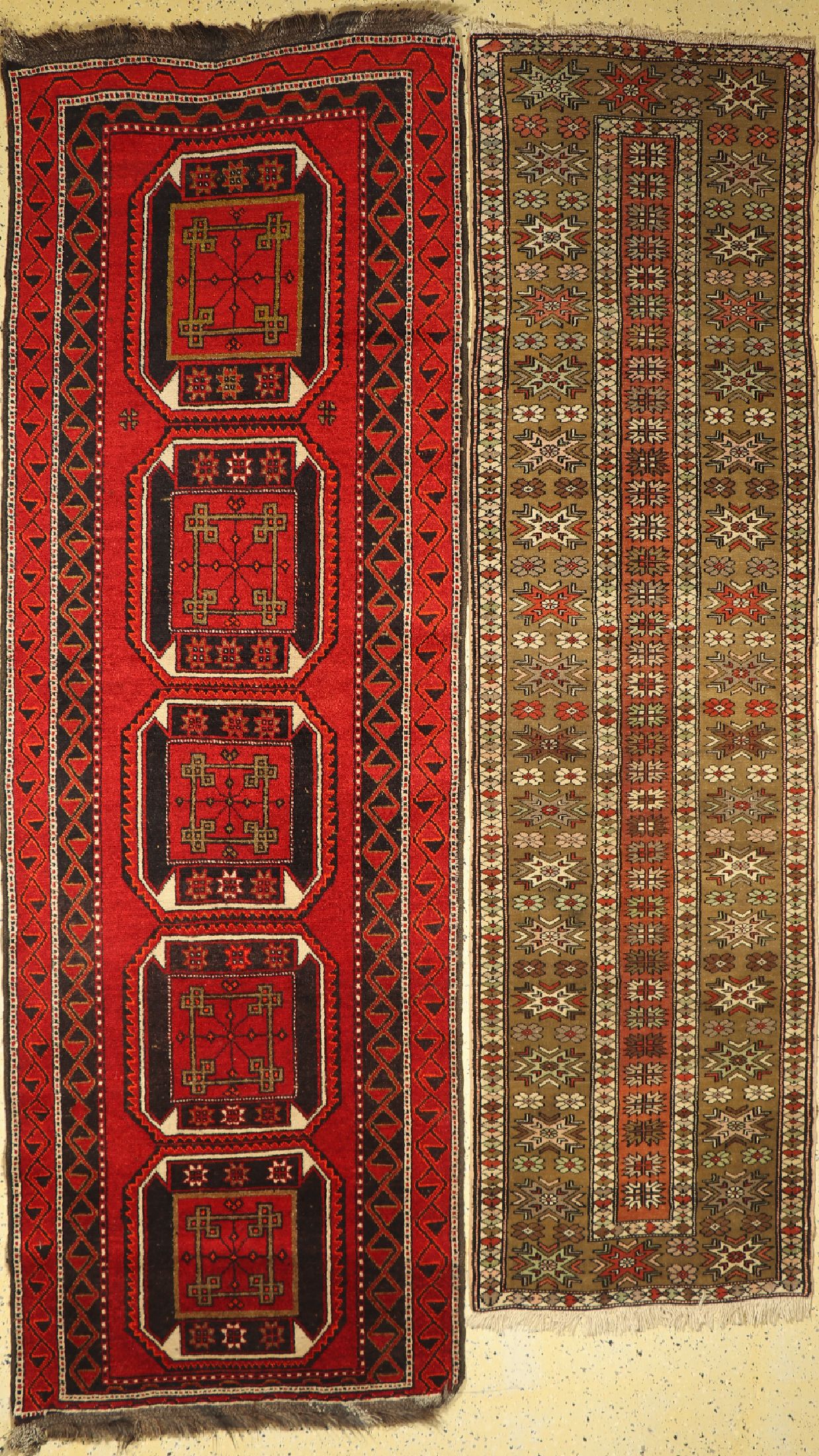 Konvolut Kurt & Melas, Türkei, um 1950, Wolle auf Wolle, ca. 309 x 106 cm, ca. 295 x 78 cm, EHZ: 2