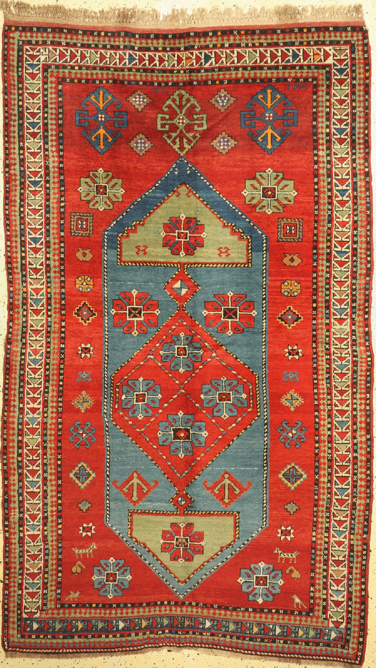 Kazak alt, Kaukasus, datiert(1349) 1928 , Wolle auf Wolle, ca. 268 x 160 cm, EHZ: 2