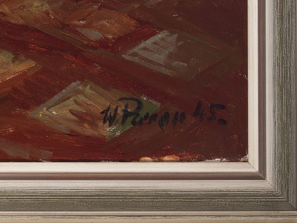 Detail a: Walter Perron, 1895-1970 Frankenthal/Pfalz, künstlerische Ausbildung in Mannheim und Frankfurt, Blumenstillleben mit Sonnenblumen, rechts unten ...
