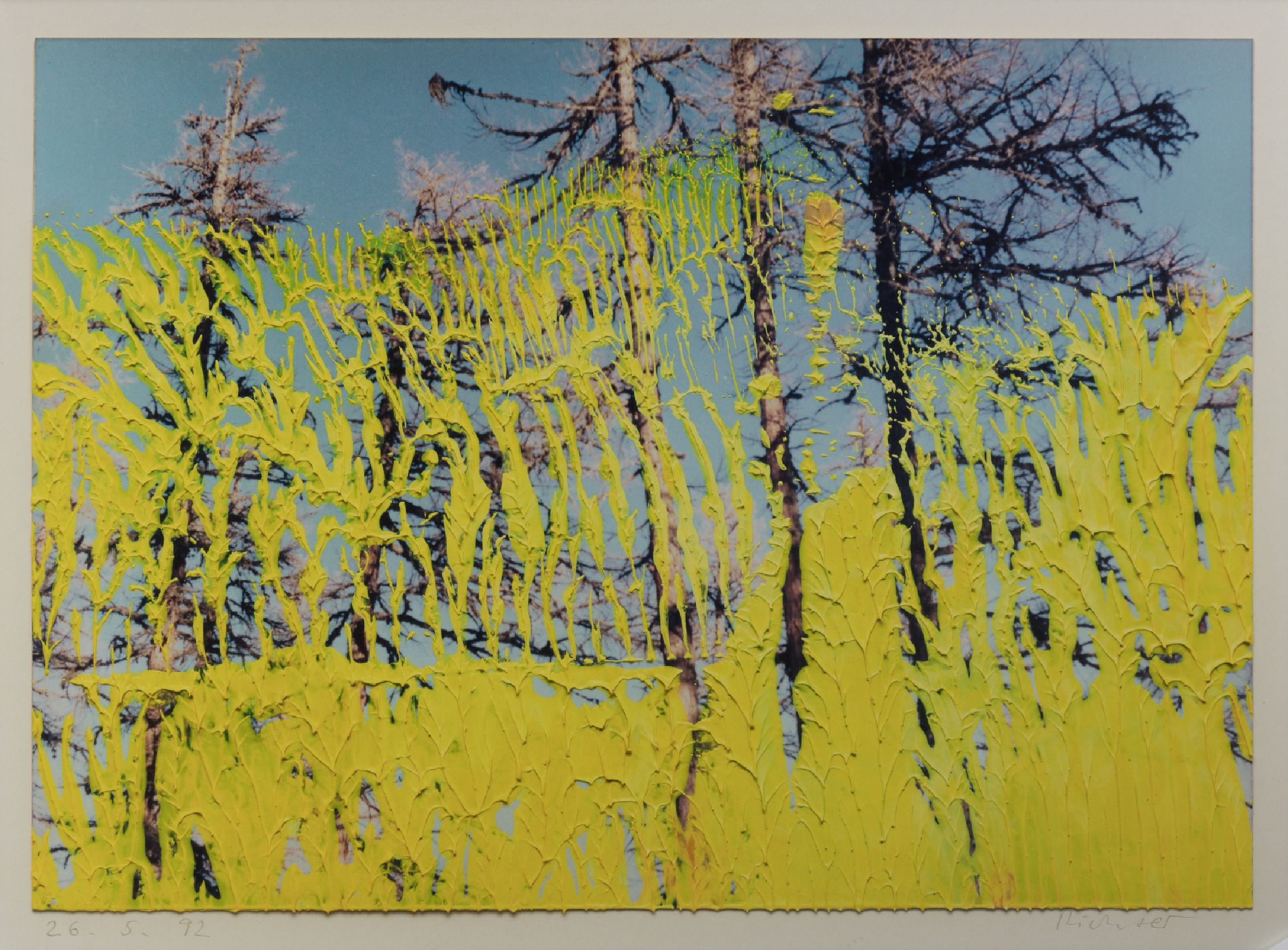 Gerhard Richter, geb. 1932, Offset-Lithografie, dat. 26.05.92, unter Glas gerahmt, Motiv ca. 31,5x42cm, gesamt ca. 64x51 cm