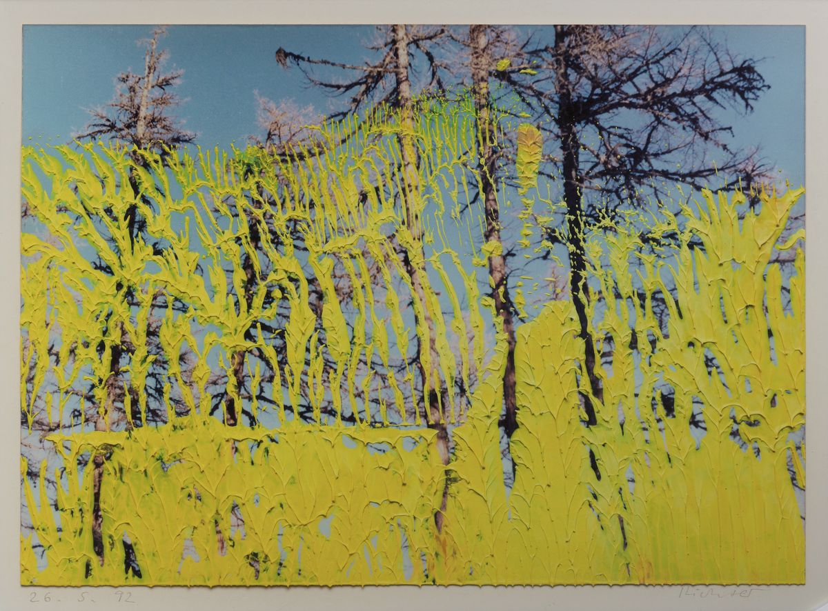Detail k: Gerhard Richter, geb. 1932, Offset-Lithografie, dat. 26.05.92, unter Glas gerahmt, Motiv ca. 31,5x42cm, gesamt ca. 64x51 cm