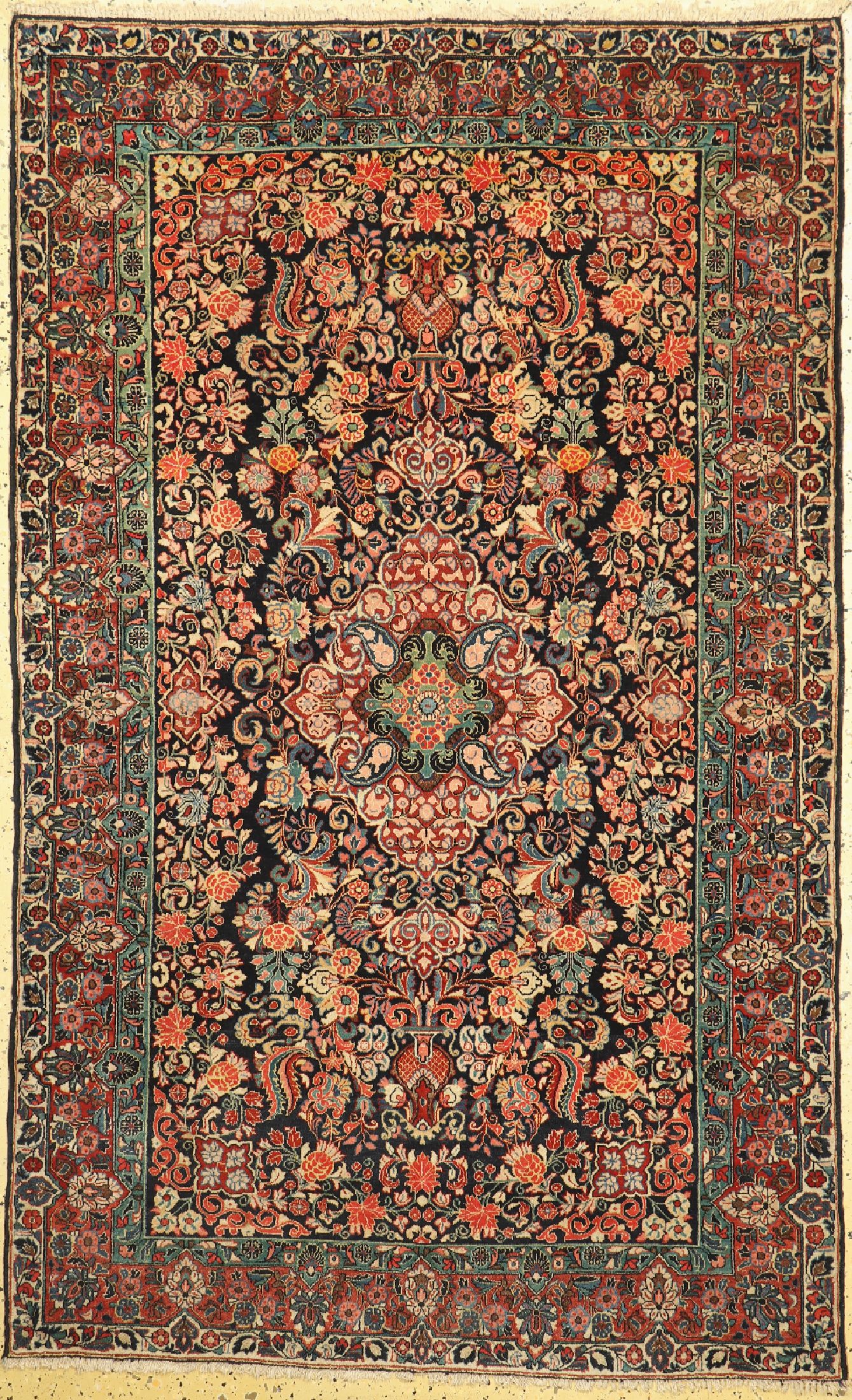 Sarogh Kork fein, Persien, um 1960, Korkwolle auf Baumwolle, ca. 204 x 128 cm, EHZ: 1-2