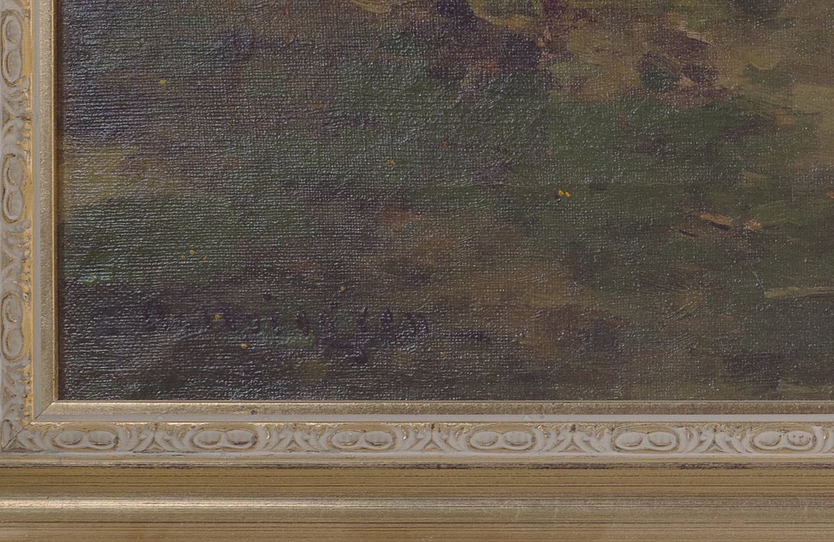 Detail a: A. Thorgren, dänischer Künstler des 19./20.Jh., Küstenlandschaft bei Vollmond, signiert, öL/Lwd, Rahmen 68x100 cm