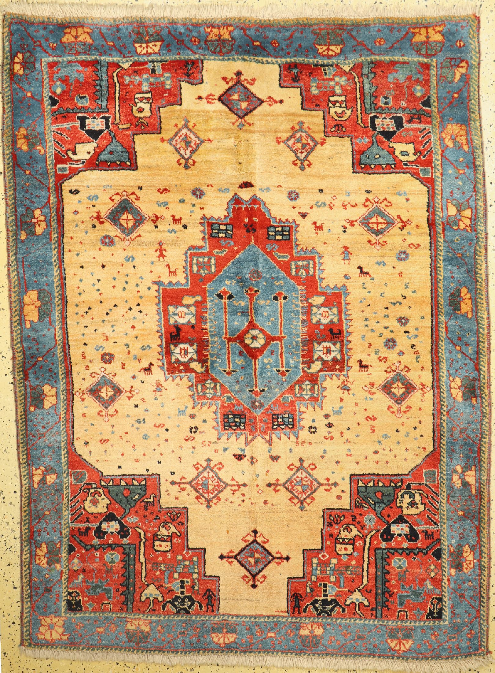 Gabbeh alt, Persien, ca. 50 Jahre, Wolle auf Wolle, ca. 212 x 160 cm, EHZ: 1-2
