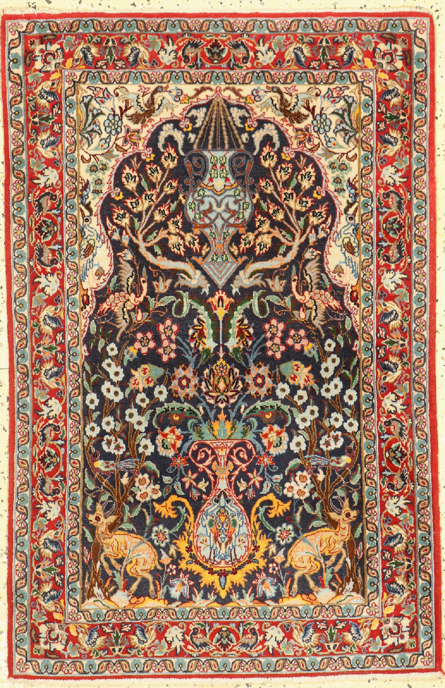 Esfahan fein, Persien, ca. 50 Jahre, Korkwolle mit und auf Seide, ca. 108 x 70 cm, ca. 1,0 Mio. Kn/qm, EHZ: 1-2