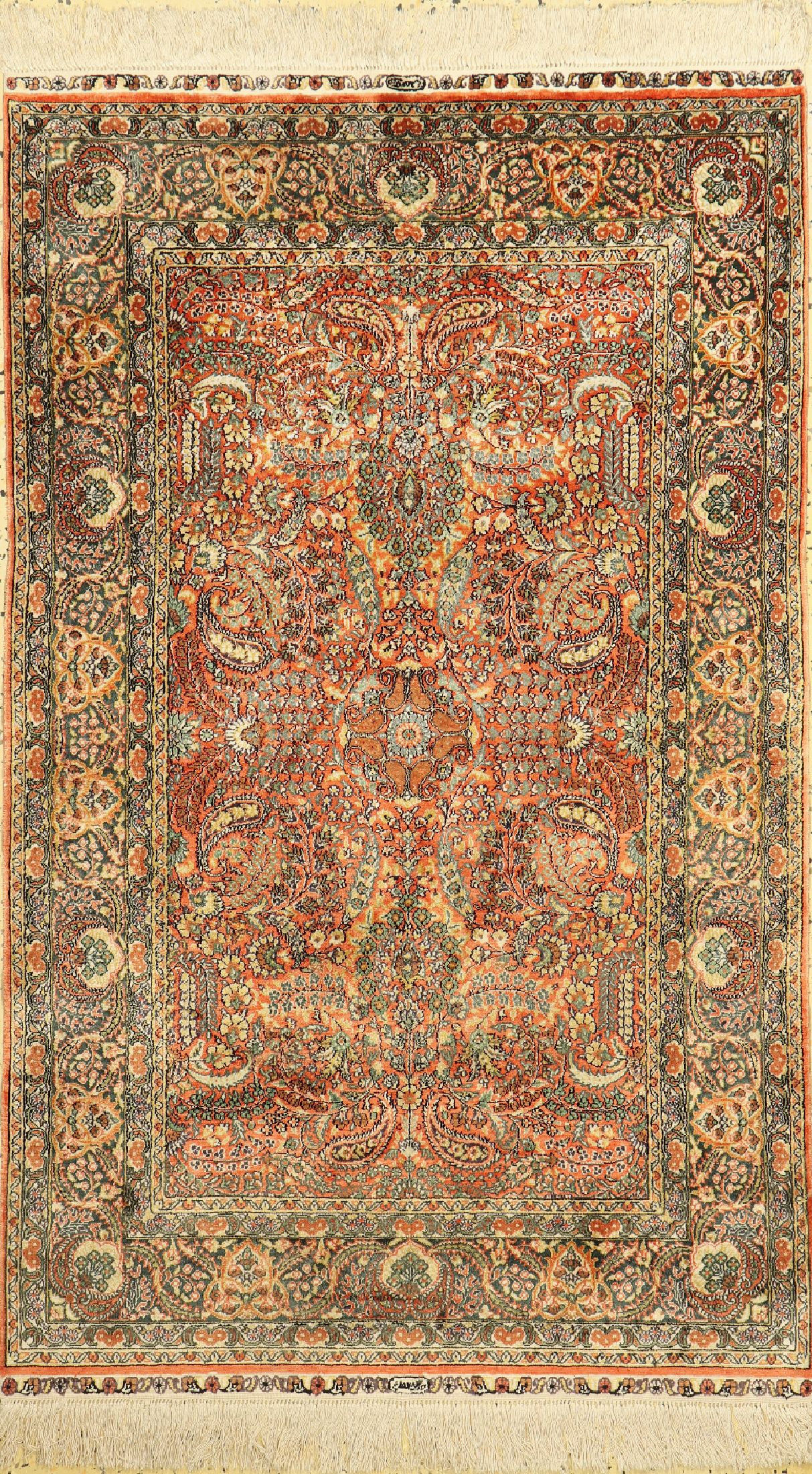 Hereke Seide fein, China, ca. 40 Jahre, reine Naturseide, ca. 152 x 93 cm, ca. 1,0 Mio. Kn/qm, EHZ: 1-2