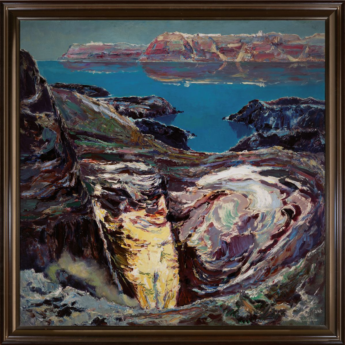 Detail k: Karl Graf, 1902-1986 Speyer, Santorin, Nea Kameni Vulkan, 1955, abstrakter Duktus, Öl/Hartfaser, rechts unten signiert und bez. Neagaimeni, ca. ...